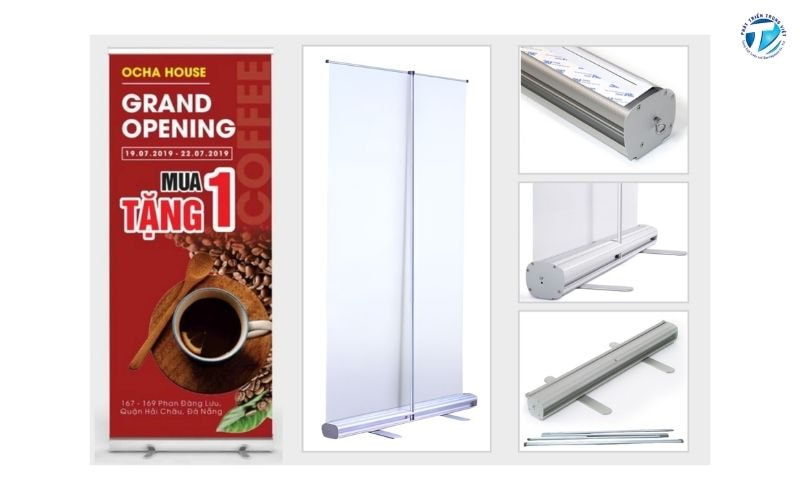 Chân standee cuốn nhôm có độ bền ưu việt